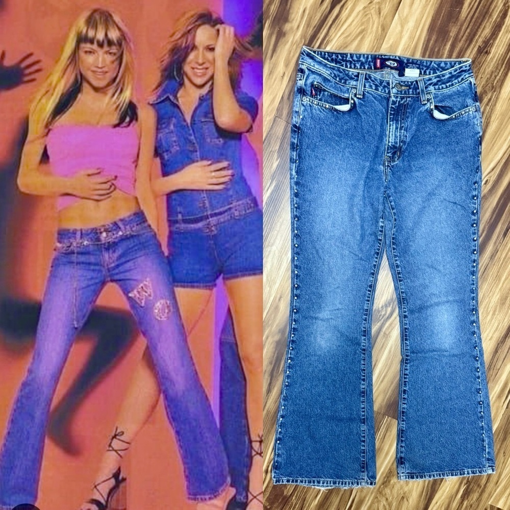 BONGO Jeans Y2K Studded Sides Low Rise Flare Size 9